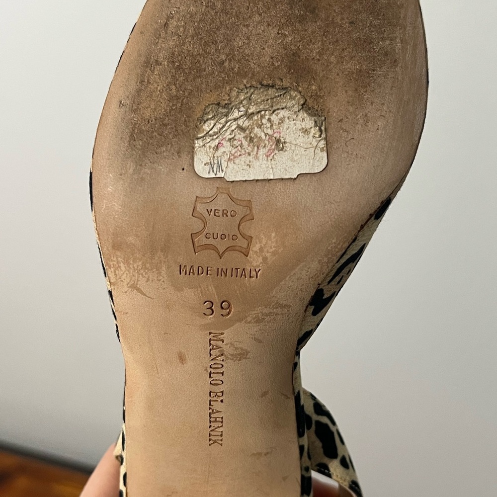 Vintage Manolo Blahnik Animal Print Slingback Heels - Picture 7 of 13